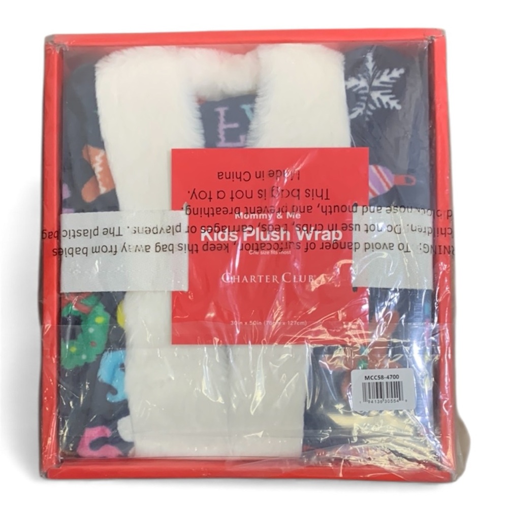 NWT Charter Club Sugar Rush Mommy & Me Cozy Plush Wrap Throw Set